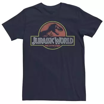 Мужская классическая футболка с графическим логотипом Jurassic World в стиле ретро T-Rex, Blue Licensed Character, синий