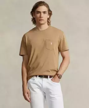 Мужская классическая футболка с карманом из джерси Polo Ralph Lauren, коричневый/бежевый