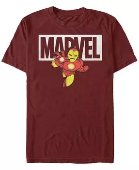 Мужская классическая футболка с коротким рукавом и мультяшным логотипом Marvel «Железный человек» Fifth Sun, красный
