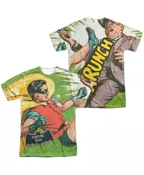 Мужская классическая футболка с коротким рукавом и принтом Tv Fighting Back (спереди/сзади), полиэстер, для взрослых Batman, белый