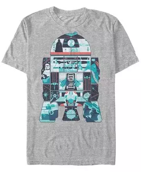 Мужская классическая футболка с коротким рукавом R2-D2 Back The Scenes из «Звездных войн» Fifth Sun, серый