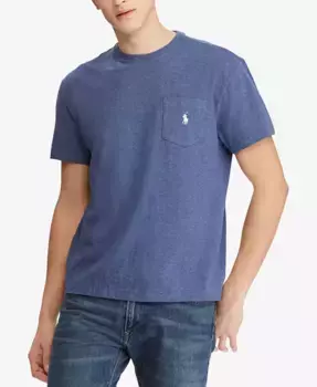 Мужская классическая футболка с круглым вырезом и карманом Polo Ralph Lauren, синий