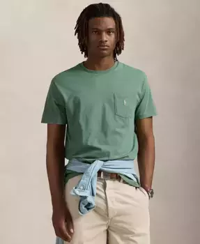 Мужская классическая футболка с круглым вырезом и карманом Polo Ralph Lauren, зеленый