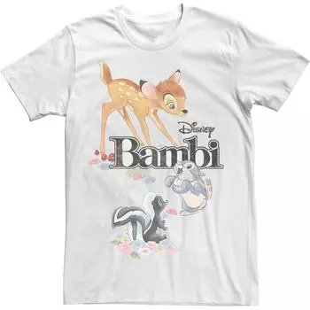 Мужская классическая футболка с логотипом Disney Bambi Group Shot Title Licensed Character