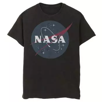 Мужская классическая футболка с логотипом NASA в стиле ретро и графики Licensed Character, черный