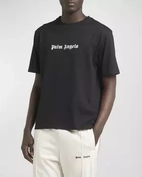 Мужская классическая футболка с логотипом Palm Angels, цвет Black White