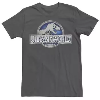 Мужская классическая футболка с логотипом в виде металлической монеты Jurassic World Licensed Character