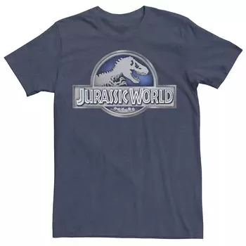 Мужская классическая футболка с логотипом в виде металлической монеты Jurassic World Licensed Character