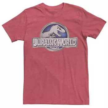 Мужская классическая футболка с логотипом в виде металлической монеты Jurassic World Licensed Character
