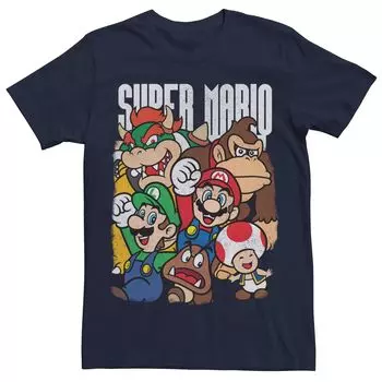 Мужская классическая футболка с рисунком Nintendo Super Mario Group Shot Licensed Character
