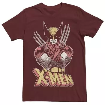 Мужская классическая футболка с винтажным графическим рисунком Marvel X-Men Wolverine, цвет Cardinal