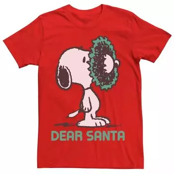 Мужская классическая футболка Snoopy Dear Santa цвета арахиса Licensed Character