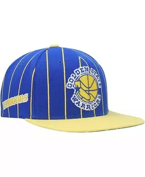 Мужская классическая кепка Snapback в тонкую полоску Golden State Warriors Royal, золотого цвета Mitchell & Ness, синий