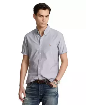 Мужская классическая короткорукавная рубашка Oxford Polo Ralph Lauren, серый