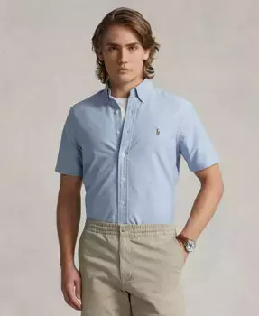 Мужская классическая короткорукавная рубашка Oxford Polo Ralph Lauren, синий