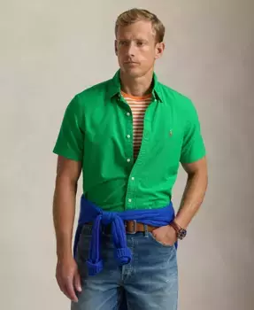 Мужская классическая короткорукавная рубашка Oxford Polo Ralph Lauren, зеленый