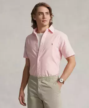 Мужская классическая короткорукавная рубашка Oxford Polo Ralph Lauren, розовый