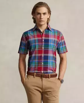 Мужская классическая короткорукавная рубашка Oxford Polo Ralph Lauren, синий