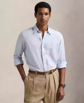 Мужская классическая льняная рубашка Polo Ralph Lauren, синий