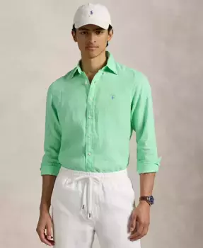 Мужская классическая льняная рубашка Polo Ralph Lauren, синий