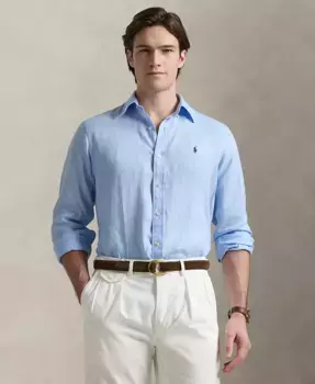 Мужская классическая льняная рубашка Polo Ralph Lauren, синий