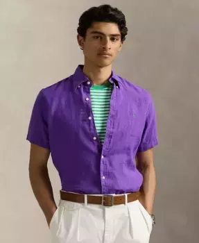 Мужская классическая льняная рубашка Polo Ralph Lauren, фиолетовый