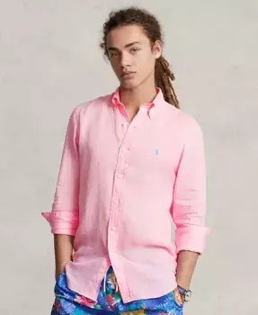 Мужская классическая льняная рубашка Polo Ralph Lauren, розовый