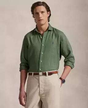 Мужская классическая льняная рубашка Polo Ralph Lauren, зеленый