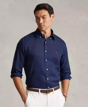Мужская классическая льняная рубашка Polo Ralph Lauren, синий