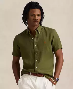 Мужская классическая льняная рубашка Polo Ralph Lauren, зеленый