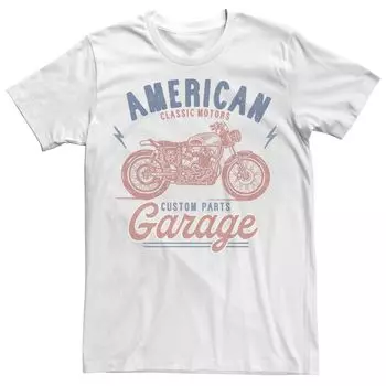 Мужская классическая мотоциклетная футболка American Custom Parts Garage Licensed Character