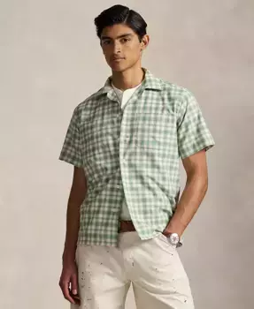 Мужская классическая оксфордская рубашка Camp Workshirt в клетку Polo Ralph Lauren, белый