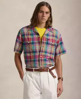 Мужская классическая оксфордская рубашка Camp Workshirt в клетку Polo Ralph Lauren, синий