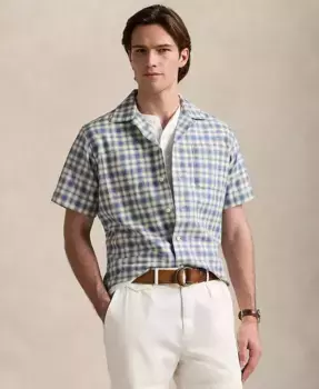 Мужская классическая оксфордская рубашка Camp Workshirt в клетку Polo Ralph Lauren, белый
