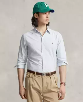 Мужская классическая оксфордская рубашка с длинным рукавом Polo Ralph Lauren, синий