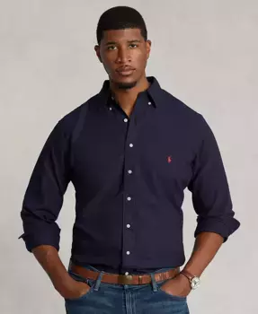 Мужская классическая оксфордская рубашка с длинным рукавом Big & Tall Polo Ralph Lauren, синий