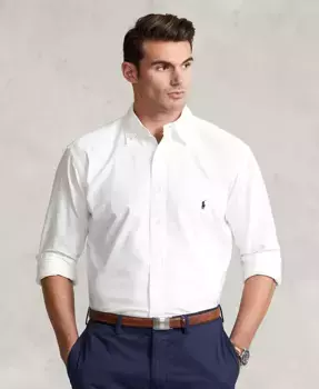 Мужская классическая оксфордская рубашка с длинным рукавом Big & Tall Polo Ralph Lauren, белый