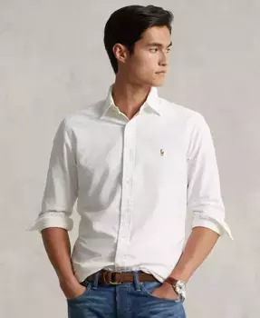 Мужская классическая оксфордская рубашка с длинным рукавом Polo Ralph Lauren, белый