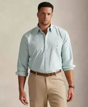Мужская классическая оксфордская рубашка с длинным рукавом Big & Tall Polo Ralph Lauren, зеленый