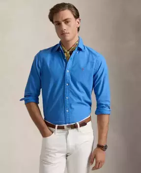 Мужская классическая оксфордская рубашка с минеральной окраской Polo Ralph Lauren, синий