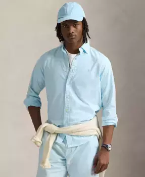 Мужская классическая оксфордская рубашка с минеральной окраской Polo Ralph Lauren, синий