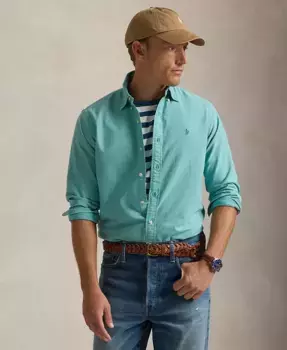 Мужская классическая оксфордская рубашка с минеральной окраской Polo Ralph Lauren, зеленый