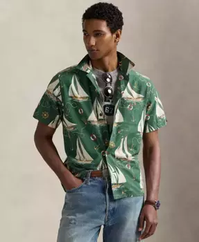 Мужская классическая оксфордская рубашка с принтом парусника Polo Ralph Lauren, мультиколор