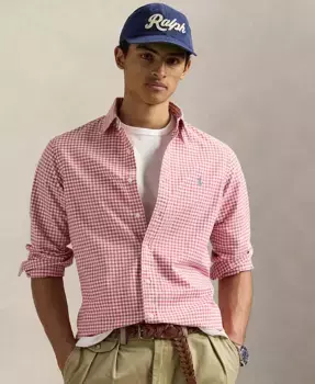 Мужская классическая оксфордская рубашка в клетку Polo Ralph Lauren, белый