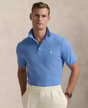 Мужская классическая поло из эластичной сетчатой ткани Polo Ralph Lauren, синий