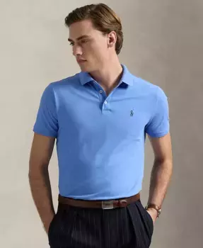 Мужская классическая поло из эластичной сетчатой ткани Polo Ralph Lauren, синий