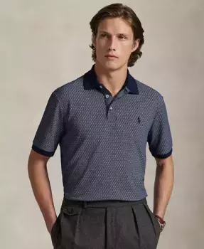 Мужская классическая поло из эластичной сетчатой ткани Polo Ralph Lauren, синий