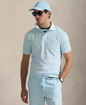 Мужская классическая поло из минерально-окрашенной сетчатой ткани Polo Ralph Lauren, синий