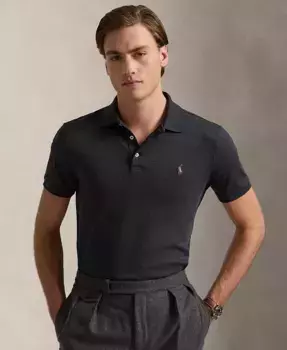 Мужская классическая поло из мягкого хлопка Polo Ralph Lauren, черный