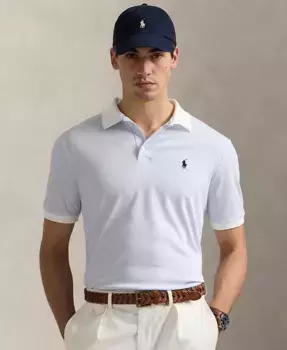 Мужская классическая поло из мягкого хлопка с принтом Polo Ralph Lauren, белый